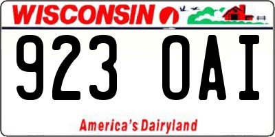 WI license plate 923OAI