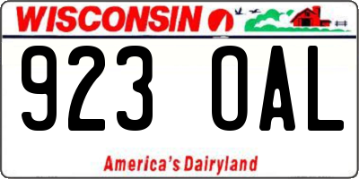 WI license plate 923OAL