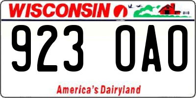 WI license plate 923OAO