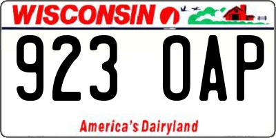 WI license plate 923OAP