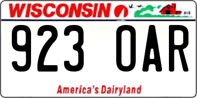WI license plate 923OAR