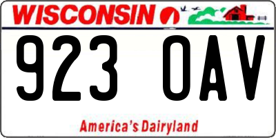 WI license plate 923OAV