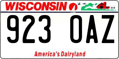 WI license plate 923OAZ