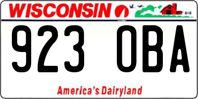 WI license plate 923OBA