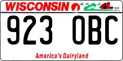 WI license plate 923OBC