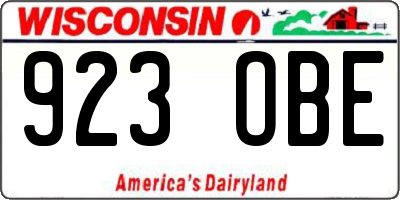 WI license plate 923OBE