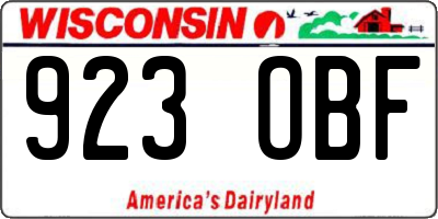 WI license plate 923OBF