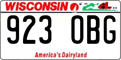 WI license plate 923OBG