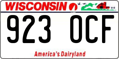 WI license plate 923OCF