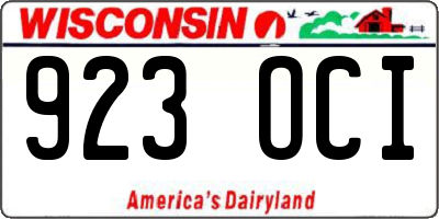 WI license plate 923OCI
