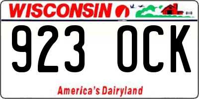 WI license plate 923OCK