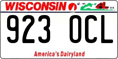 WI license plate 923OCL