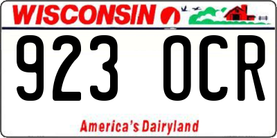 WI license plate 923OCR