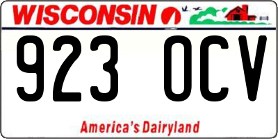 WI license plate 923OCV