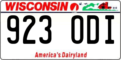 WI license plate 923ODI