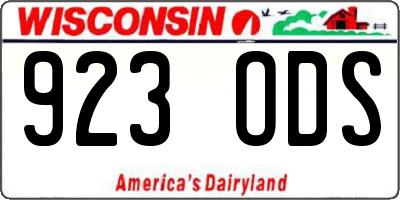 WI license plate 923ODS
