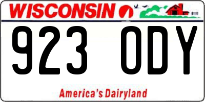 WI license plate 923ODY