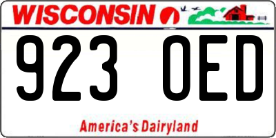 WI license plate 923OED