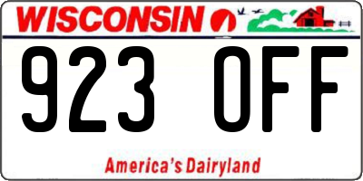 WI license plate 923OFF