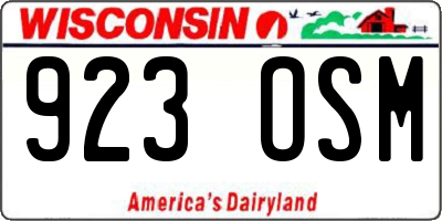 WI license plate 923OSM