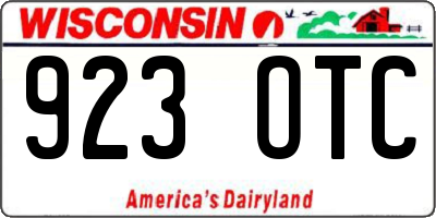 WI license plate 923OTC