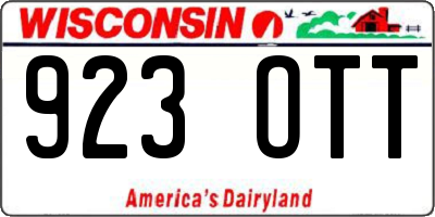 WI license plate 923OTT