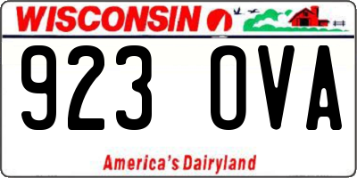 WI license plate 923OVA