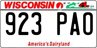 WI license plate 923PAO
