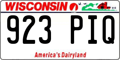 WI license plate 923PIQ