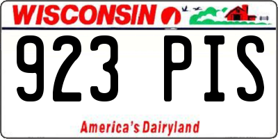 WI license plate 923PIS