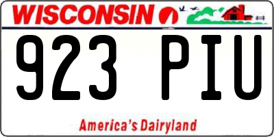 WI license plate 923PIU