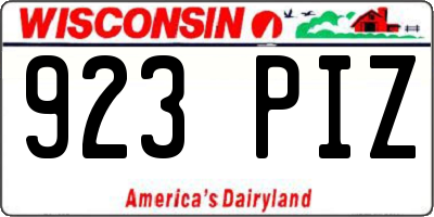 WI license plate 923PIZ