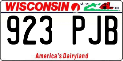 WI license plate 923PJB