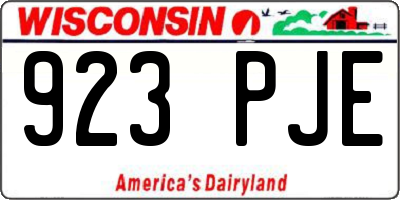 WI license plate 923PJE