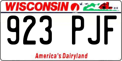 WI license plate 923PJF