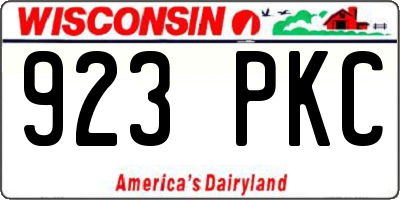 WI license plate 923PKC