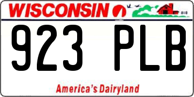 WI license plate 923PLB