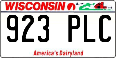 WI license plate 923PLC