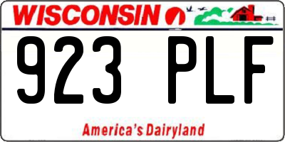 WI license plate 923PLF