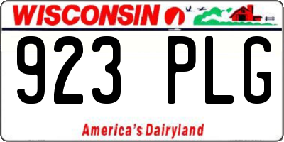 WI license plate 923PLG