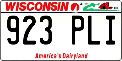 WI license plate 923PLI