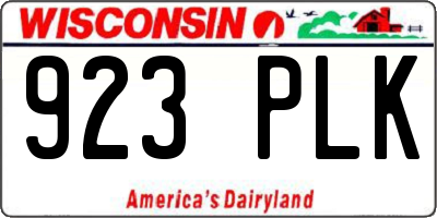 WI license plate 923PLK