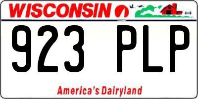 WI license plate 923PLP