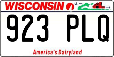 WI license plate 923PLQ