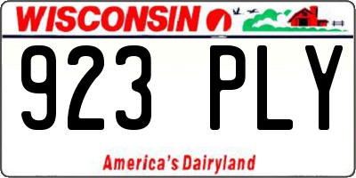 WI license plate 923PLY
