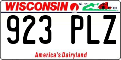WI license plate 923PLZ