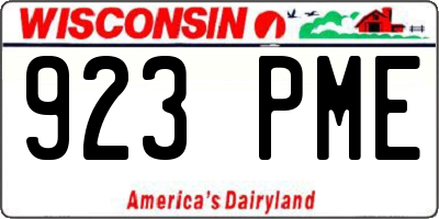 WI license plate 923PME