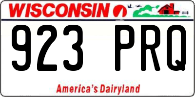 WI license plate 923PRQ