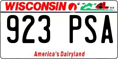 WI license plate 923PSA