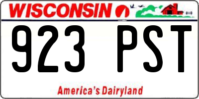 WI license plate 923PST